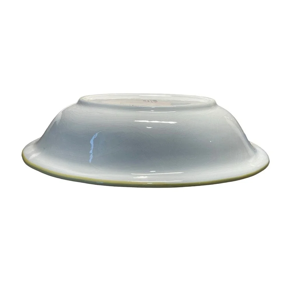 Deruta Hand Painted Serving Bowl Large Blue Yellow Italian Kitchen Ceramic Decor